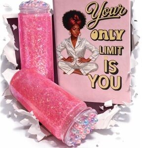 Pink glitter tumbler and journal set